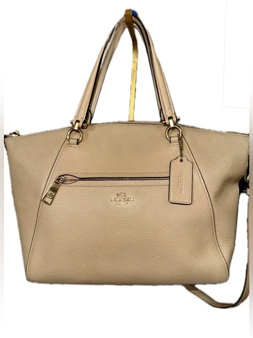 Coach Prairie Satchel 2 way Bag Pebble Leather Tan/Taupe (Style No. 58874) GUC